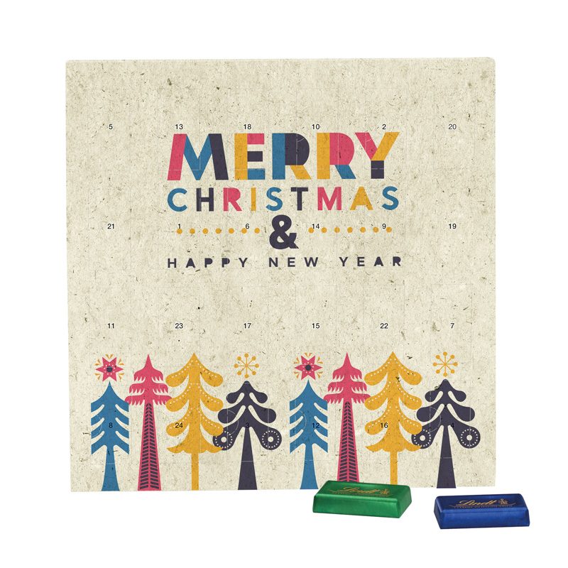 Täfelchen Adventskalender Graspapier, Lindt Schokotäfelchen