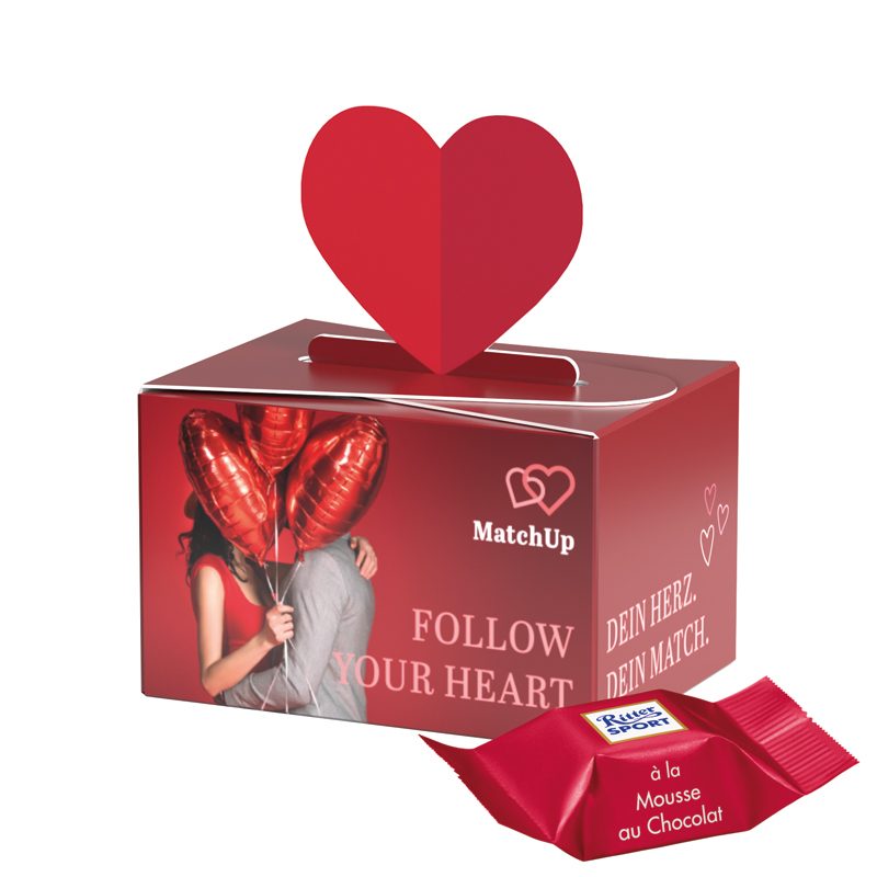 Geschenkbox Mini Herz, Ritter SPORT Schokowürfel Mousse au Chocolate