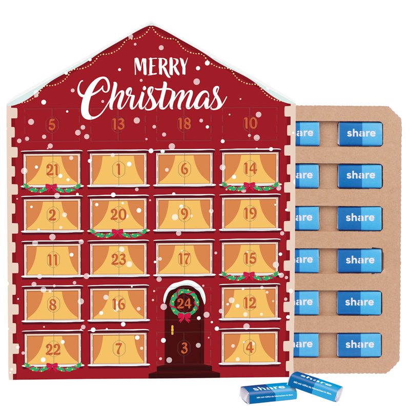 Täfelchen Adventskalender Haus ECO, Papierblister, share Napolitain