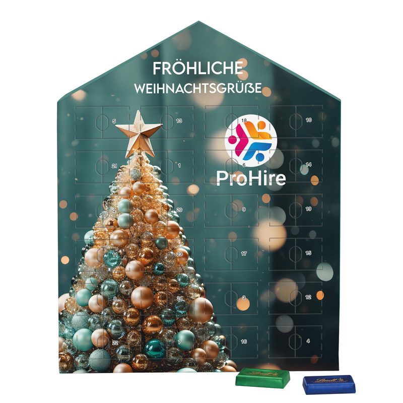 Täfelchen Adventskalender Haus, Lindt Schokotäfelchen