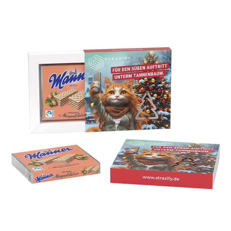 Präsentbox Premium, Tannenbaum-Stanzung, Manner Waffeln