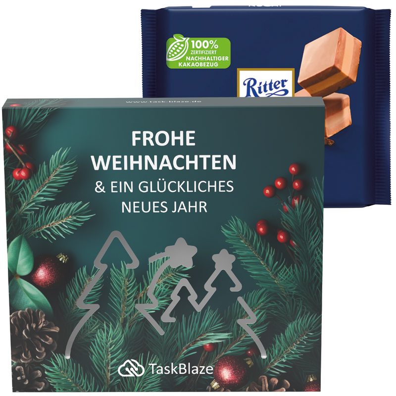 Präsentbox Premium, Wald-Stanzung, Ritter SPORT Nugat Schokolade