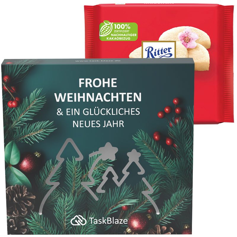 Präsentbox Premium, Wald-Stanzung, Ritter SPORT Marzipan Schokolade