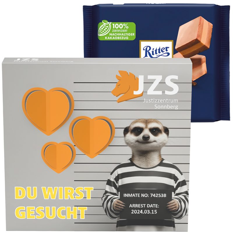 Präsentbox Premium, 3D-Herz, Ritter SPORT Nugat Schokolade