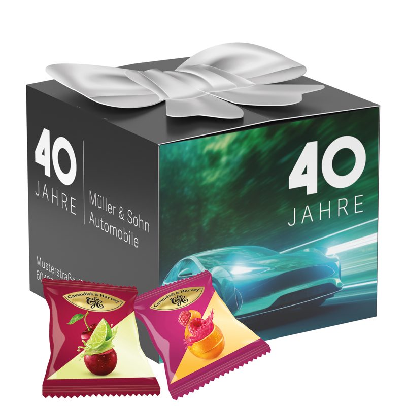 Geschenkbox Midi Schleife, Cavendish & Harvey Double Fruit Bonbons