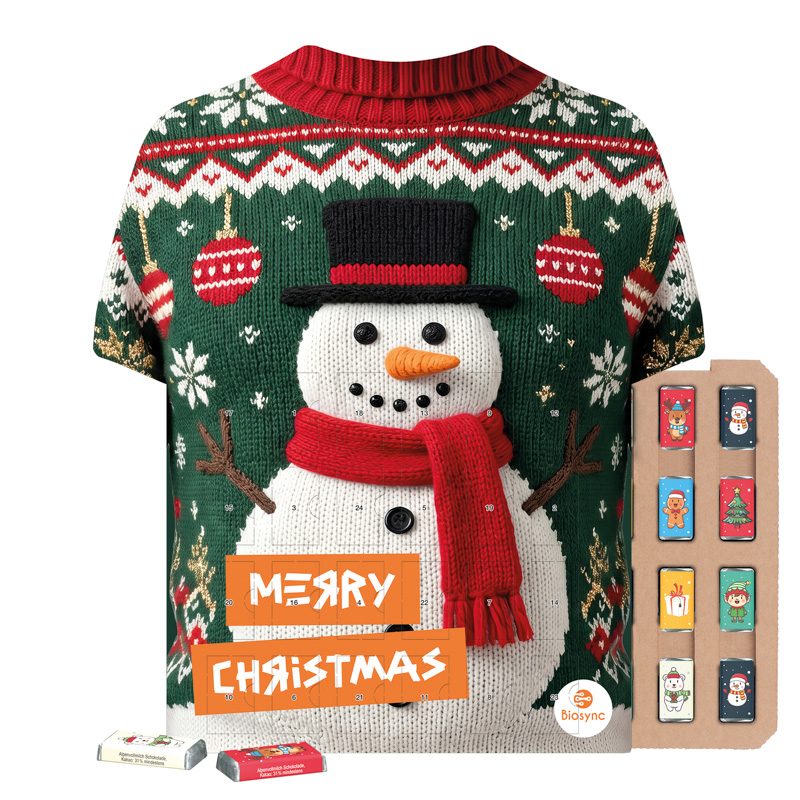 Shape Adventskalender Trikot Eco, Schokotäfelchen in weihnachtlichen Motiven