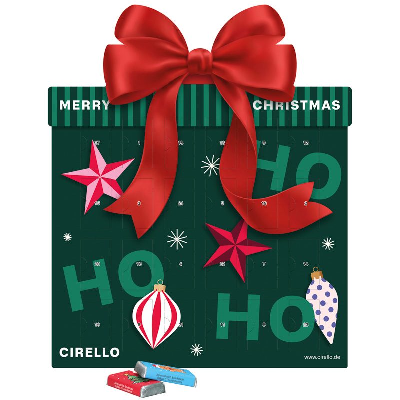 Shape Adventskalender Geschenk, Schokotäfelchen in weihnachtlichen Motiven