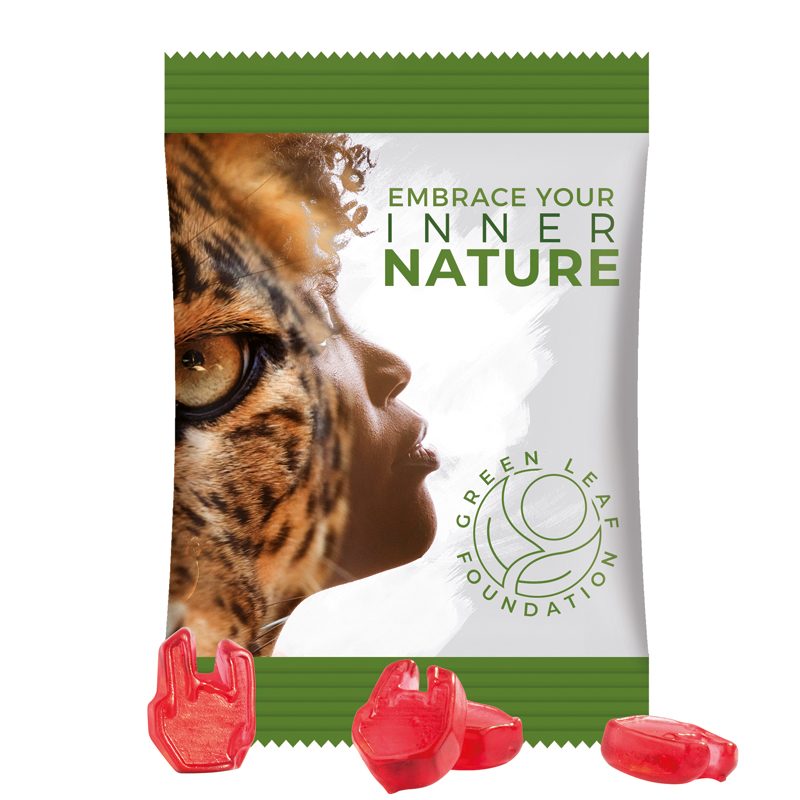 Minitüte Sonderform, 15 g, weiße Folie, Trolli Fruchtgummi