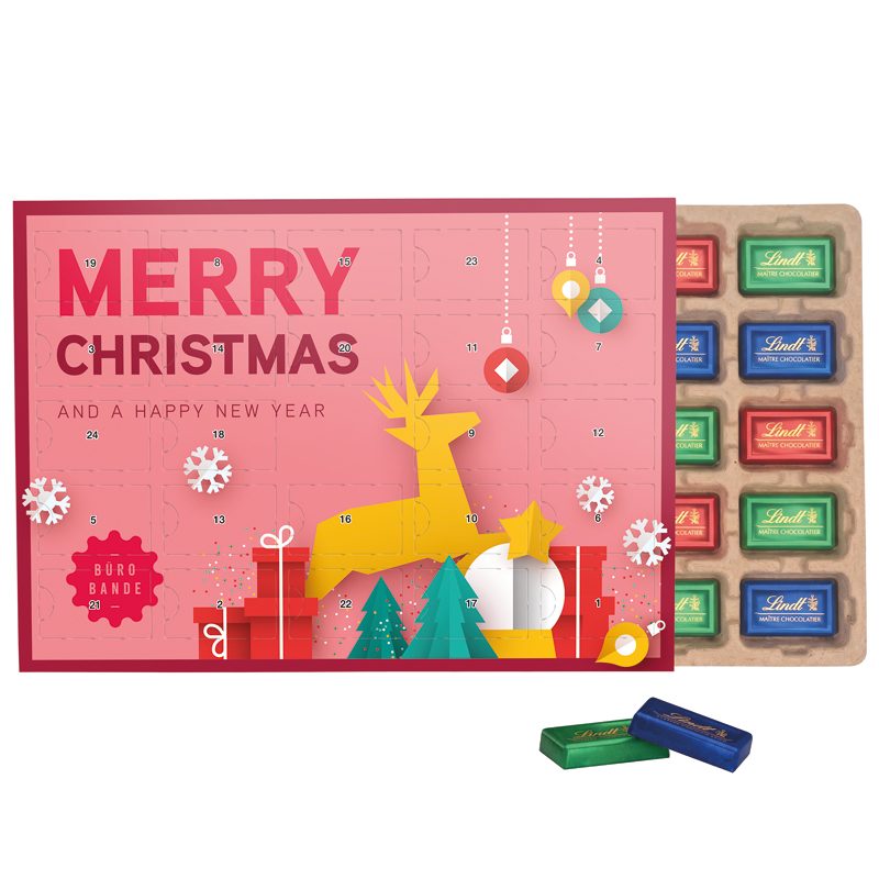 Premium Tisch Adventskalender Eco Lindt Schokotäfelchen