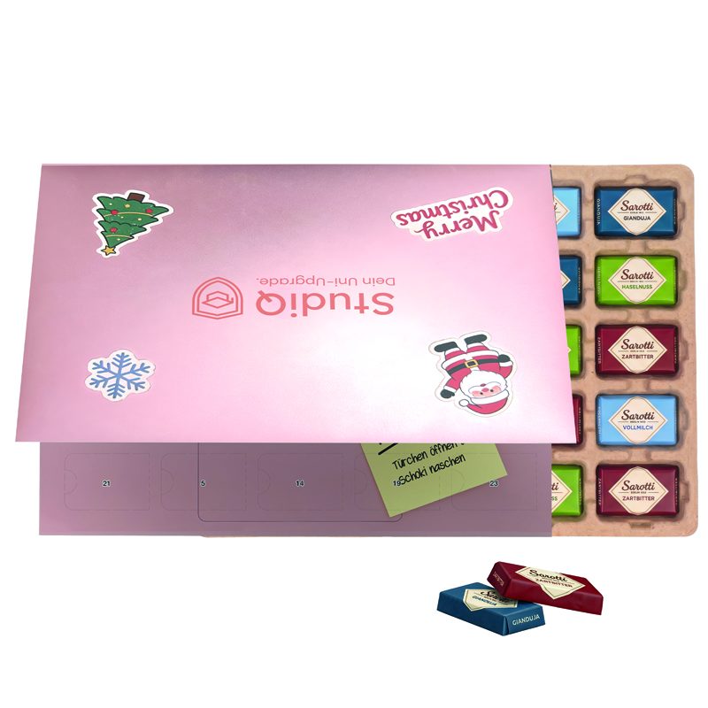 Premium Tisch Adventskalender Flip Cover Eco Querformat Sarotti Schokotäfelchen