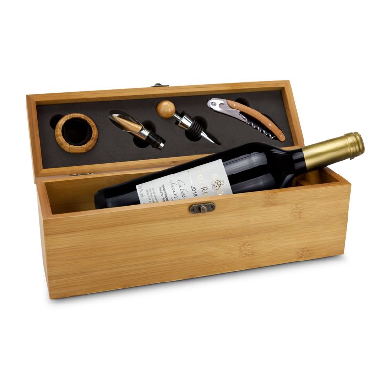 Wein in Bambuskiste