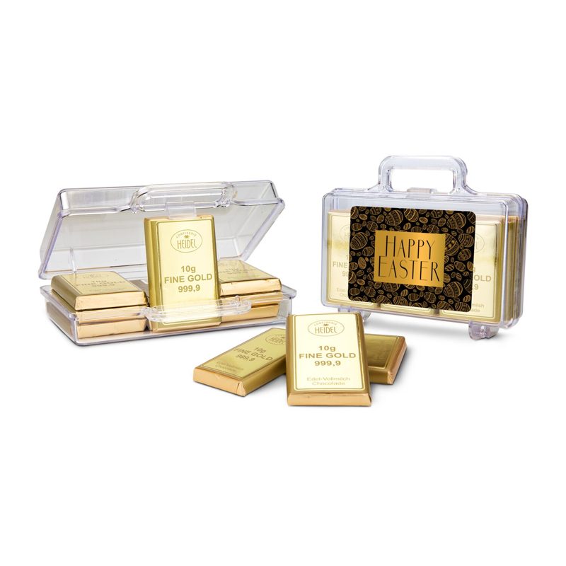 Frohe Ostern Goldkoffer mit 12 Goldbarren