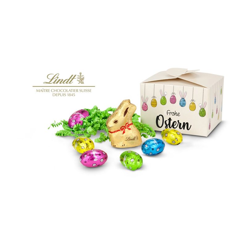 Buntes Lindt Osternest - Lindt-Osterhase mit 6 Eiern