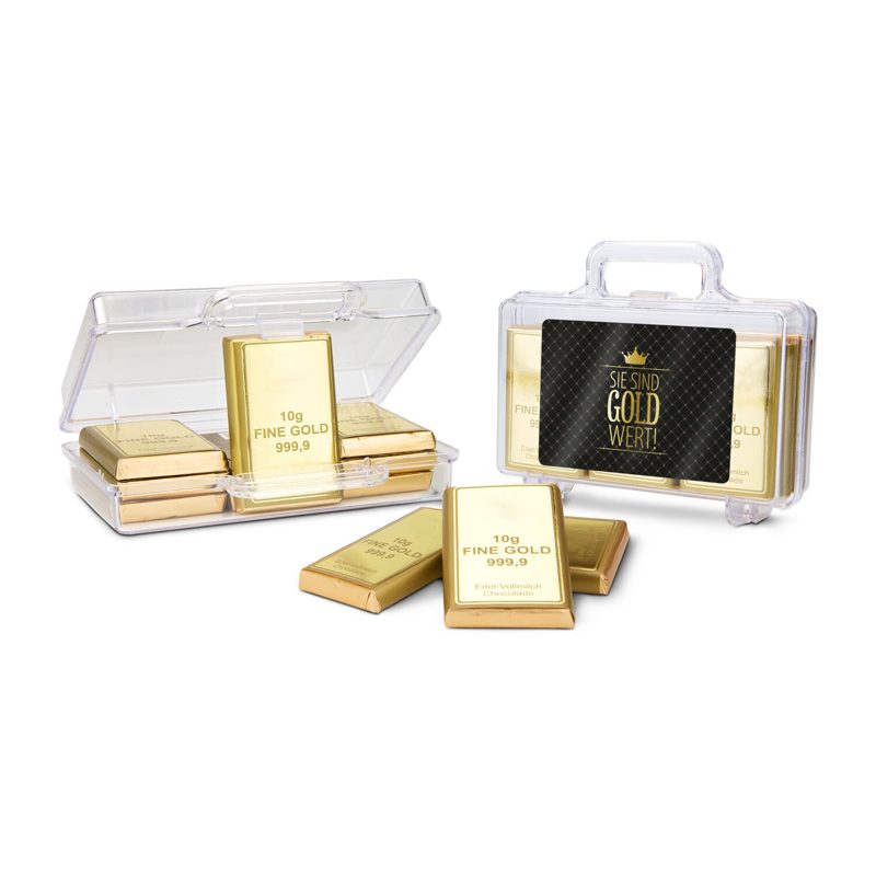 Sie sind Gold wert - Goldkoffer mit 12 Goldbarren
