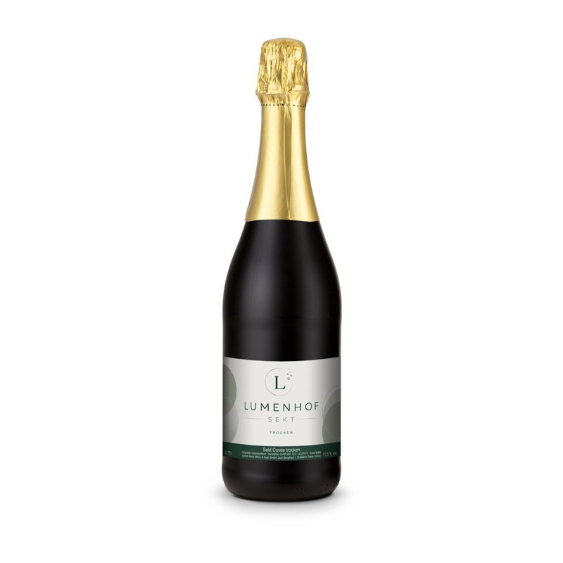 Sekt Cuvée - Flasche schwarz - Kapselfarbe Gold, 0,75 l
