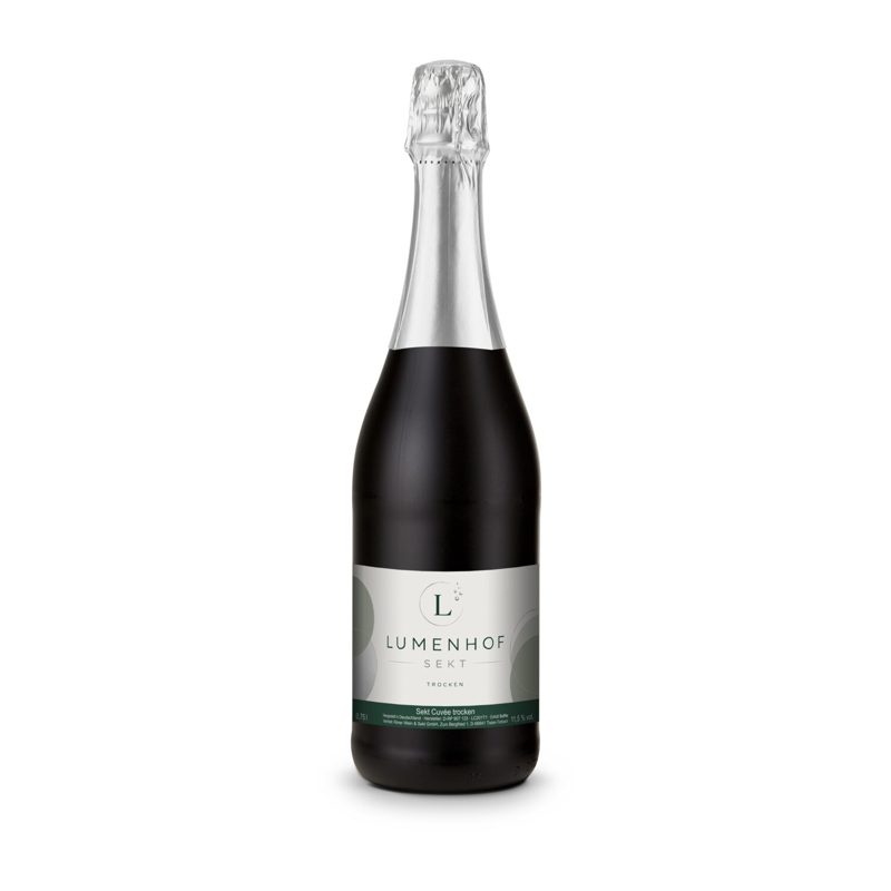 Sekt Cuvée - Flasche schwarz - Kapselfarbe Silber, 0,75 l
