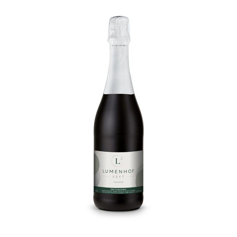 Sekt Cuvée - Flasche schwarz - Kapselfarbe Weiß, 0,75 l