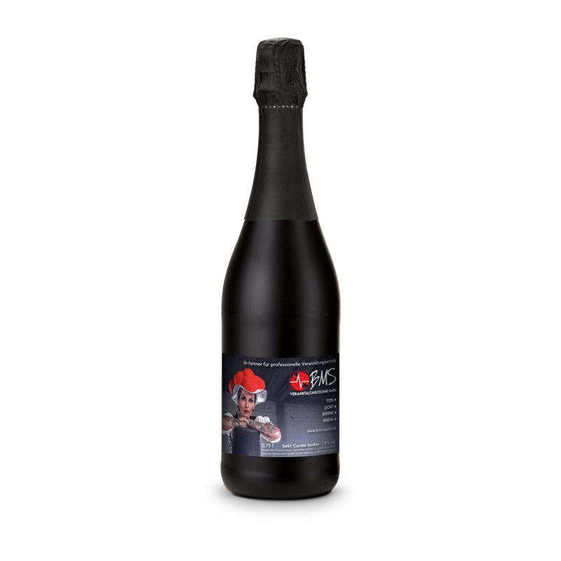 Sekt Cuvée - Flasche schwarz - Kapselfarbe Schwarz, 0,75 l – weitere Ansicht