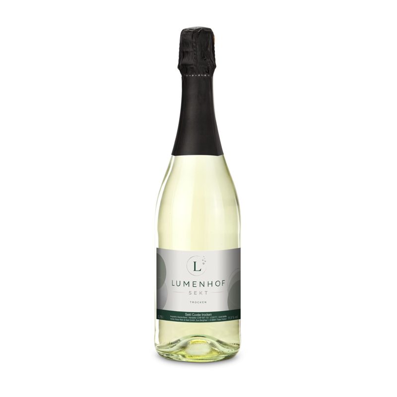 Sekt Cuvée - Flasche klar - Kapselfarbe Schwarz, 0,75 l