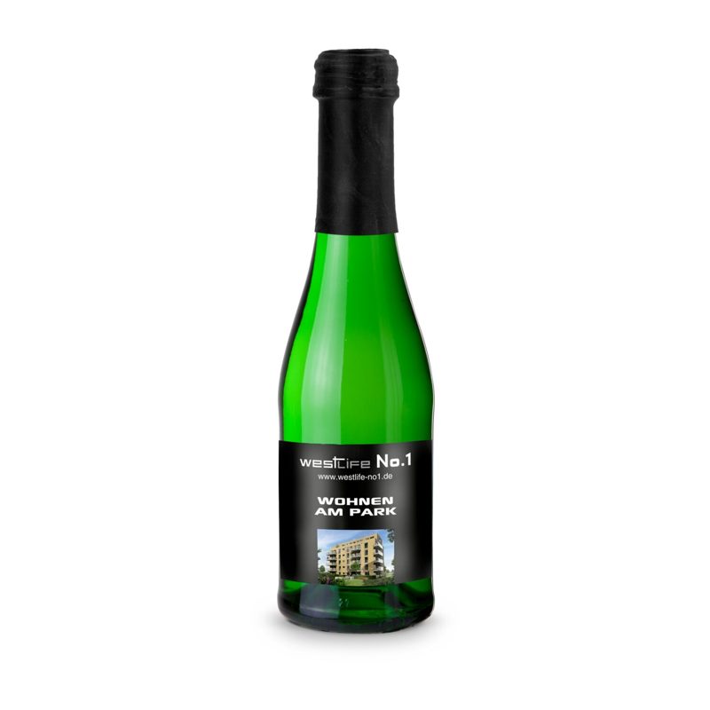 Sekt Cuvée Piccolo - Flasche grün - Kapselfarbe Schwarz, 0,2 l