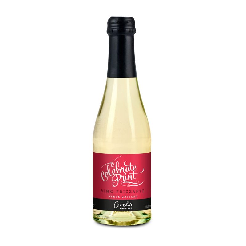 Promo Secco Piccolo - Flasche klar - Kapselfarbe Schwarz, 0,2 l