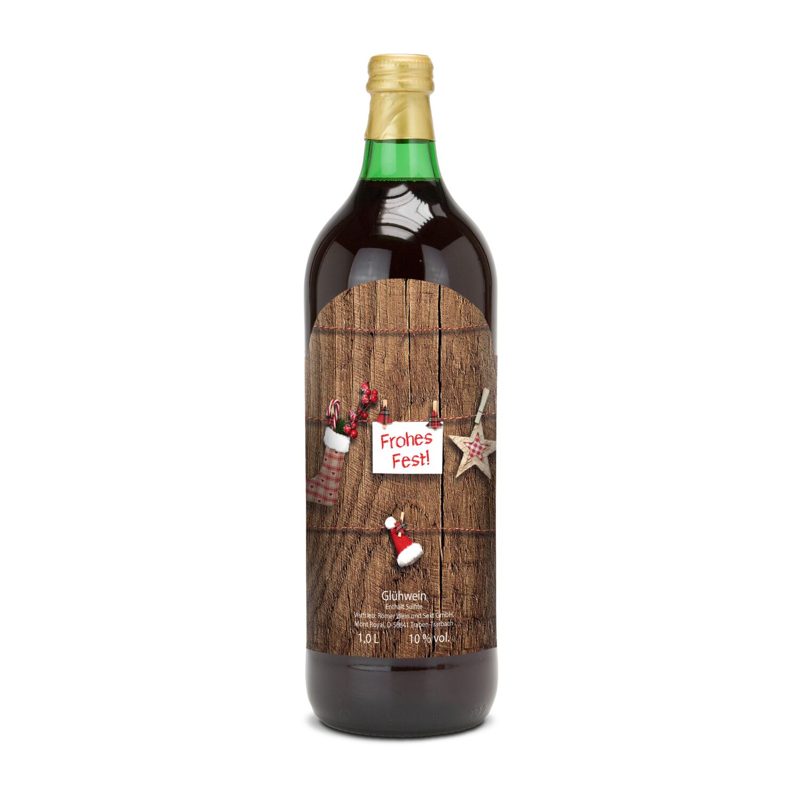 Glühwein - Flasche grün, mit Schraubverschluss