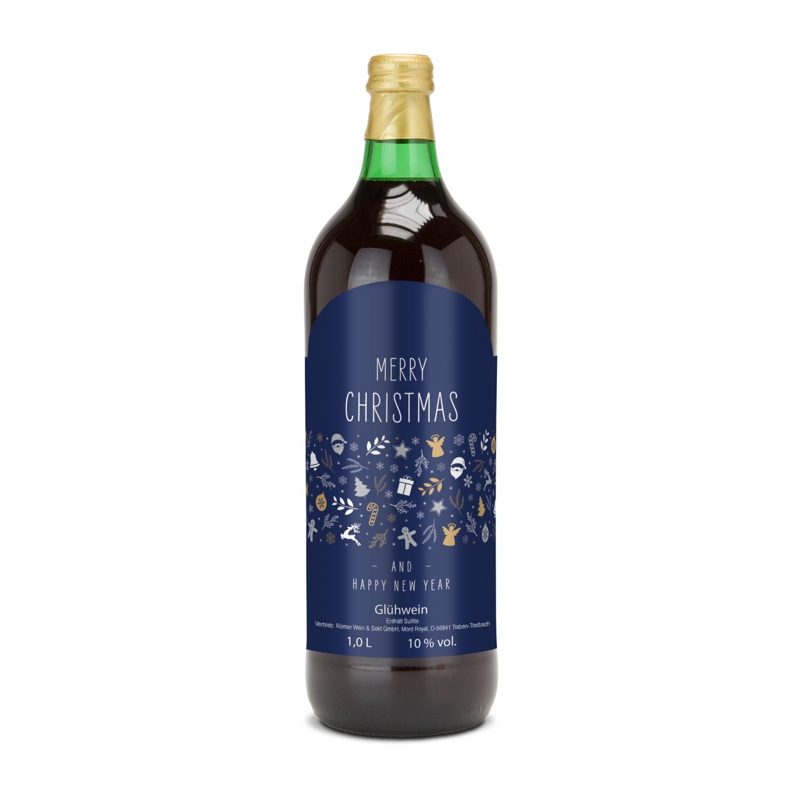 Glühwein - Flasche grün, mit Schraubverschluss