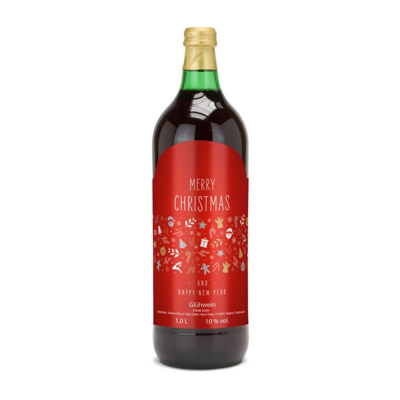 Glühwein - Flasche grün, mit Schraubverschluss