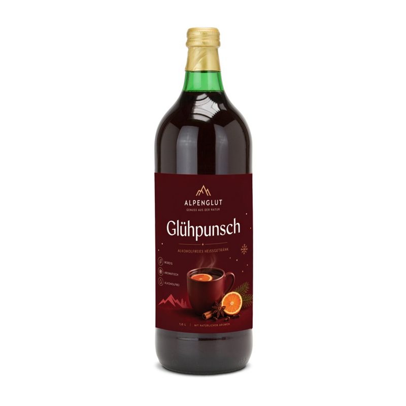 Glühpunsch, alkoholfrei - Flasche grün, mit Schraubverschluss, 1 l