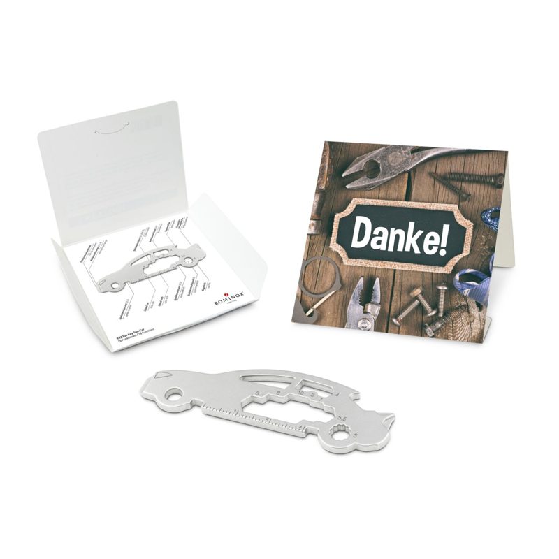 ROMINOX® Key Tool Car/Auto (18 Funktionen) im Motiv-Mäppchen Danke