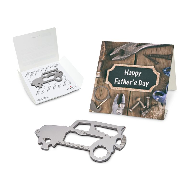 ROMINOX® Key Tool SUV / Auto (19 Funktionen) im Motiv-Mäppchen Happy