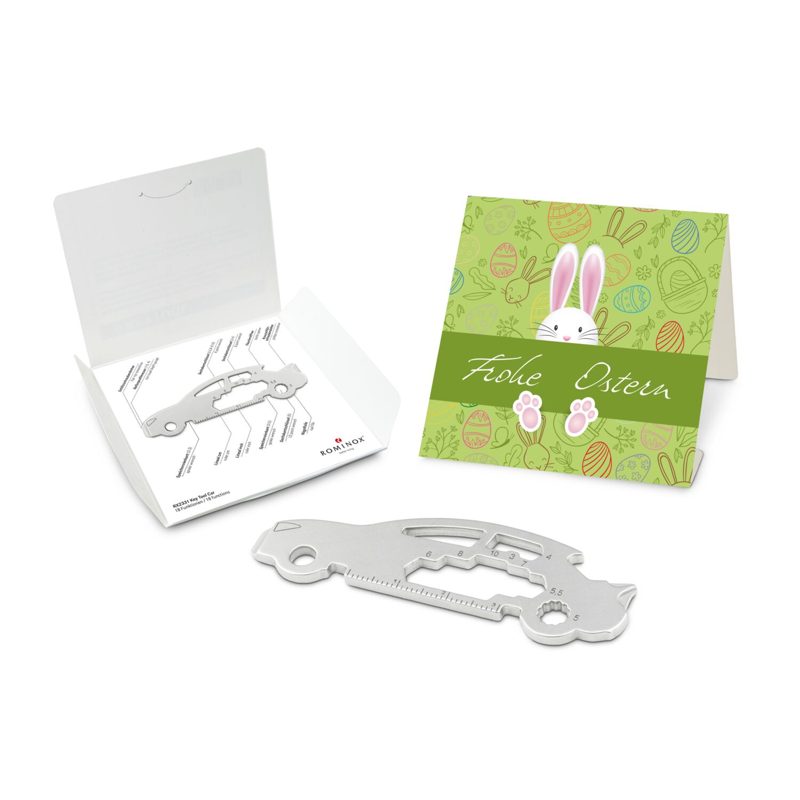 ROMINOX® Key Tool Car/Auto (18 Funktionen) im Motiv-Mäppchen Osterhase
