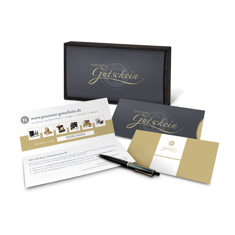 Geschenkgutschein Gold in Holzkiste
