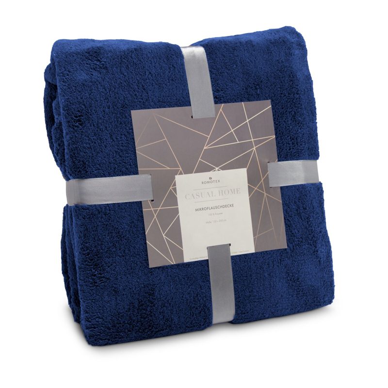 Mikroflauschdecke navy - 150 x 200 cm, 250 g/m²