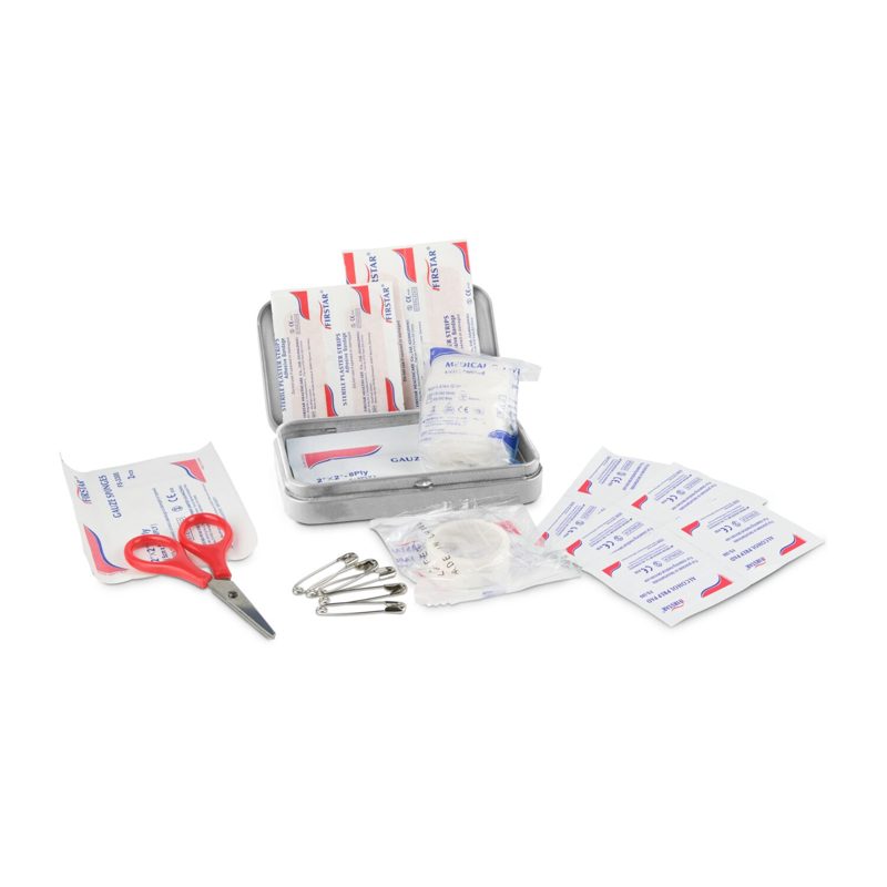 First Aid Box Compact, 27-teilig in Metalldose – weitere Ansicht