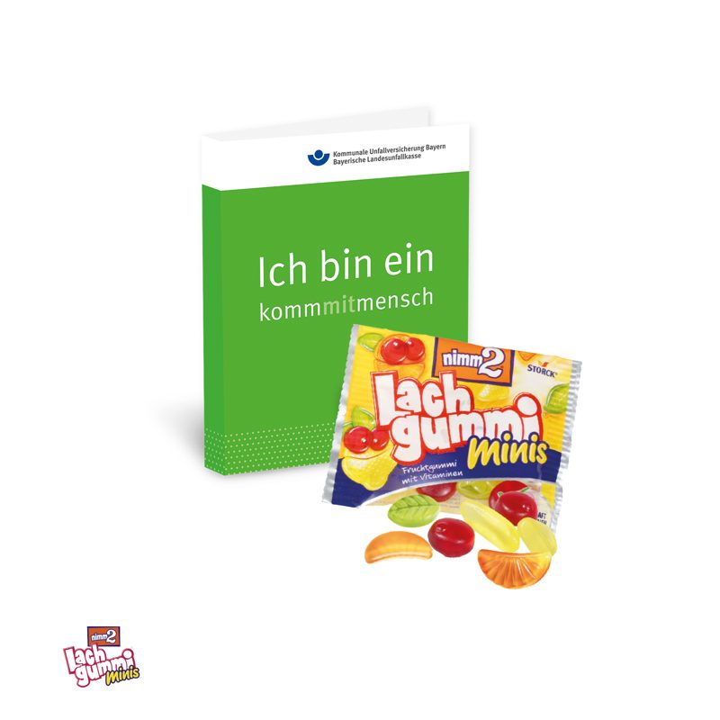 Werbe-Klappkarte mit nimm2 Lachgummi minis