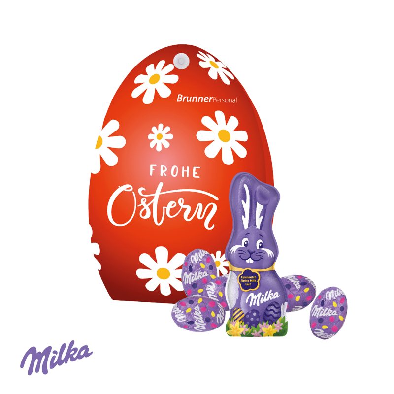 Werbe-Osterei mit Schokoladenmischung von Milka