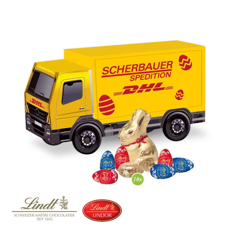 3D Präsent "LKW" Ostern mit Schokoladenmischung von Lindt
