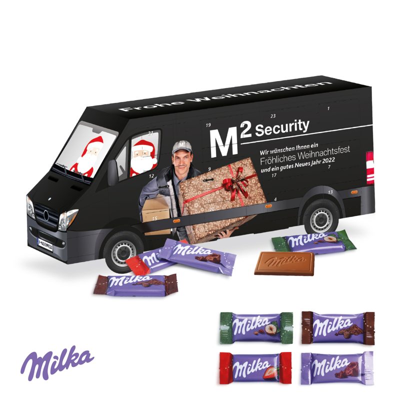 3D Adventskalender "Transporter" mit Milka Schokolade