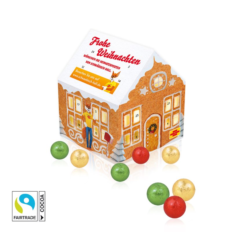 Adventskalender "Weihnachtshaus" Classic mit Fairtrade® Schokolade