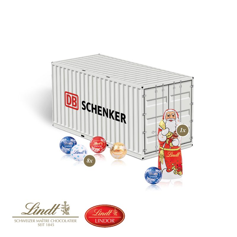 3D Präsent "Container" mit Lindt Minis und Nikolaus