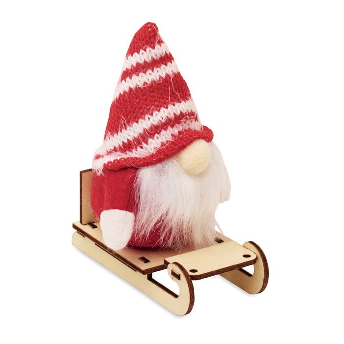 Wichtel auf Holzschlitten Frosty Sleigh
