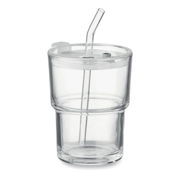 Glasbecher mit Trinkhalm 400ml Sip