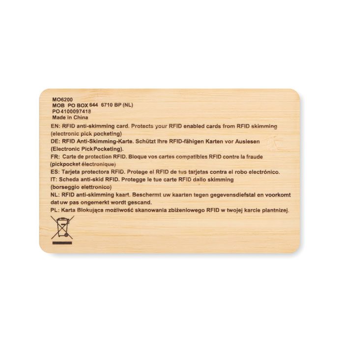 Rfid Karte aus Bambus Custos + – weitere Ansicht