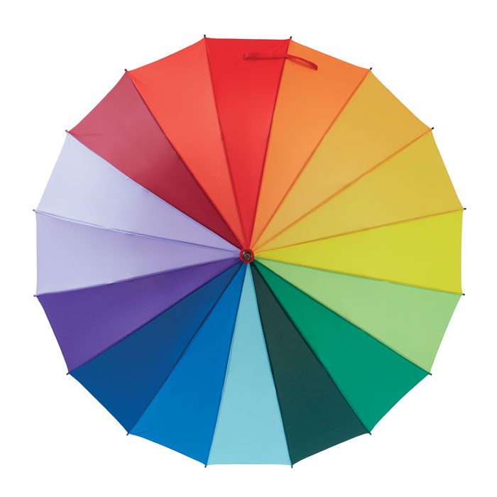 Regenschirm regenbogenfarbig Bowbrella – weitere Ansicht
