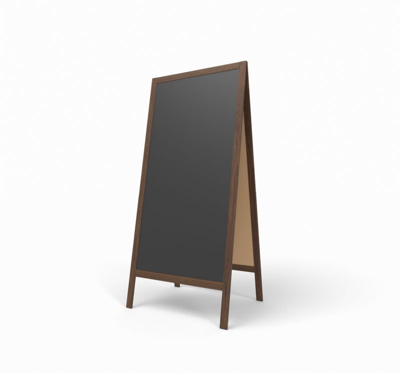 Kundenstopper Holz mit Kreidetafel XL (gebrannt braun)