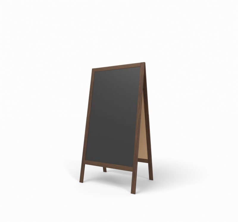 Kundenstopper Holz mit Kreidetafel L (gebrannt braun)