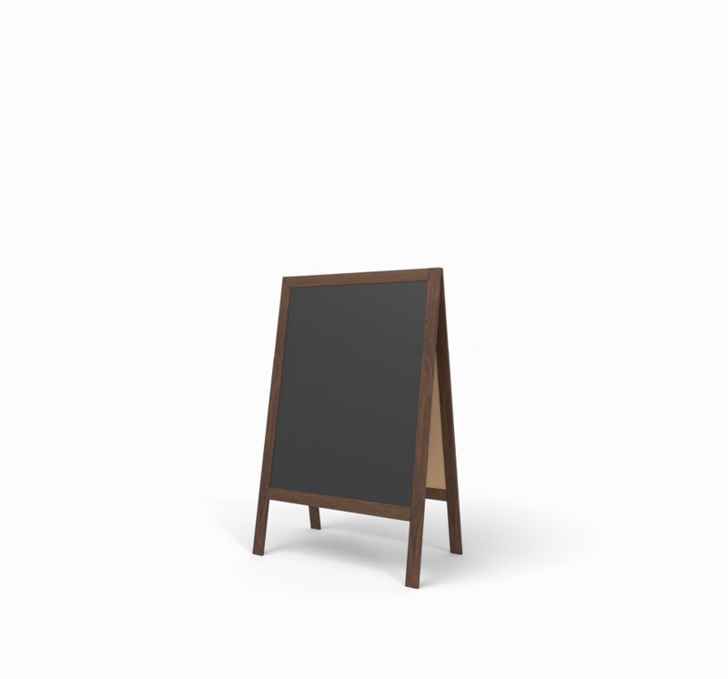 Kundenstopper Holz mit Kreidetafel M (gebrannt braun)