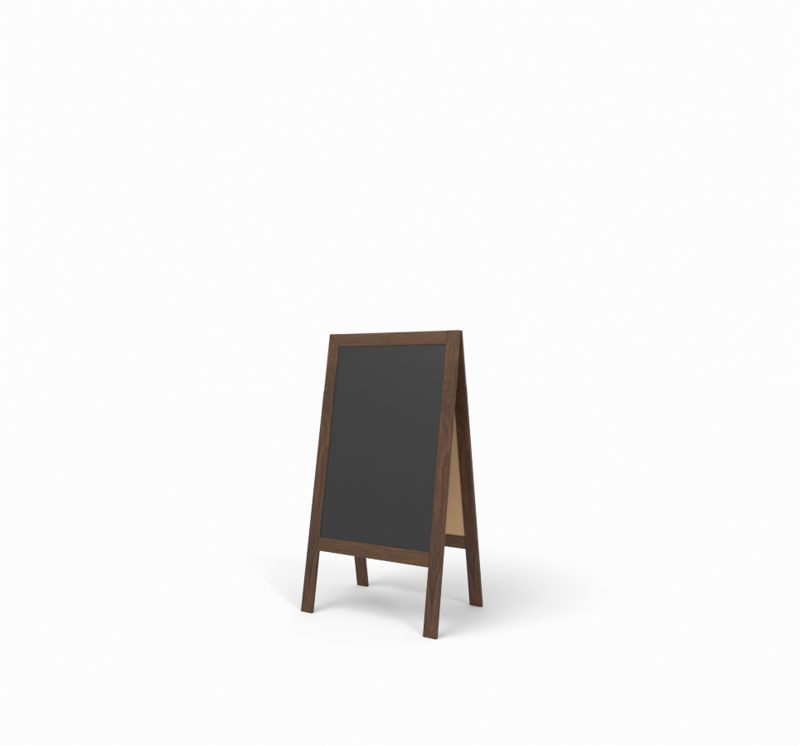 Kundenstopper Holz mit Kreidetafel S (gebrannt braun)
